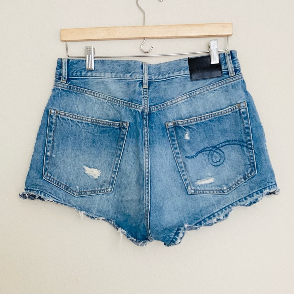 R13 Light Blue Distressed Jean Shorts - Picture 2 of 6